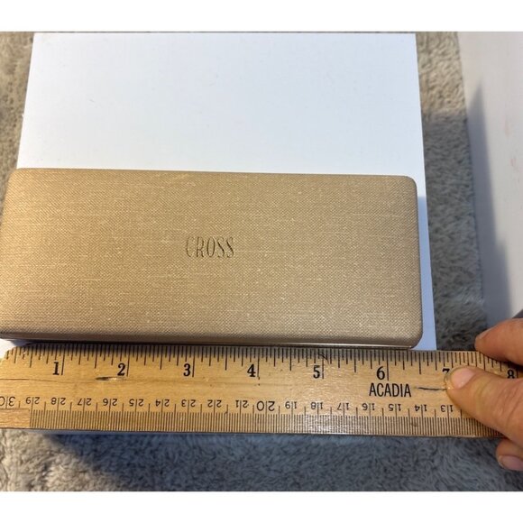 Vintage Cross Pen Storage Box Case Gold Tone Hinged Green Velvet Lining - Picture 3 of 9